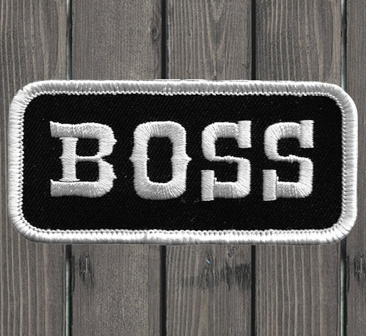 embroidered iron on sew on patch boss
