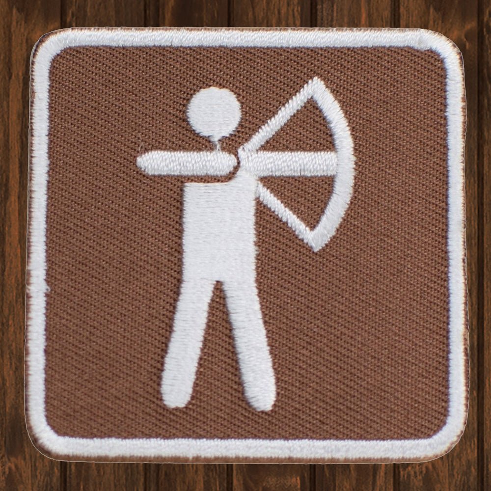 embroidered iron on sew on patch brown archery