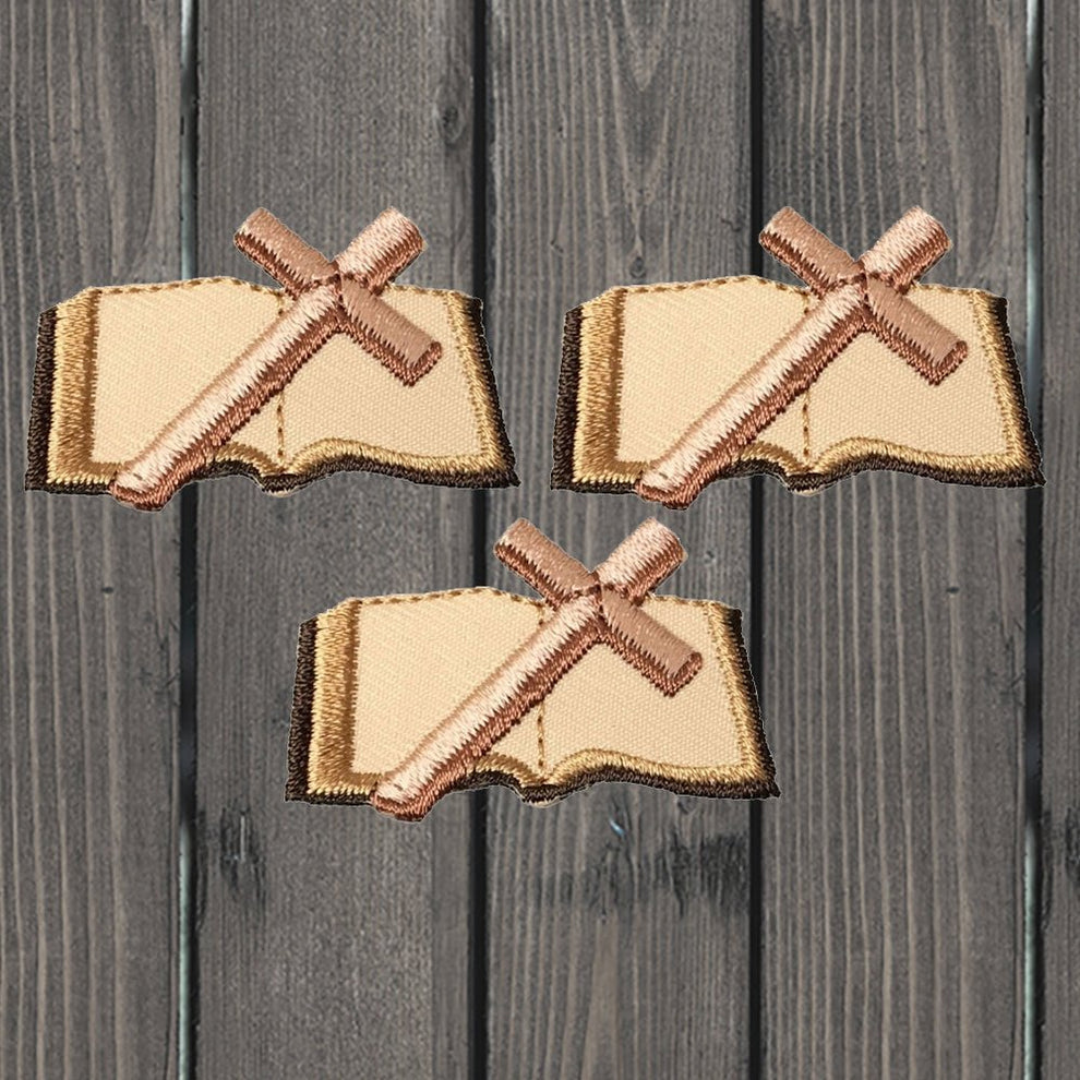 Cross and Bible Embroidered Patch — 3-Pack — Iron On | Paddy's Patches
