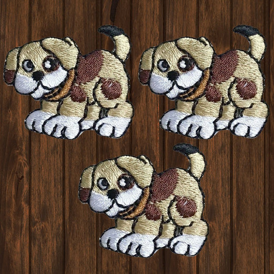 embroidered iron on sew on patch brown puppy