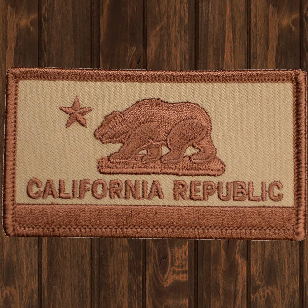 embroidered iron on sew on patch brown tan california flag 2
