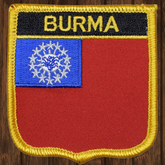 embroidered iron on sew on patch burma shield