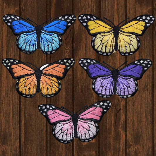 embroidered iron on sew on patch buttefly set 5 colors