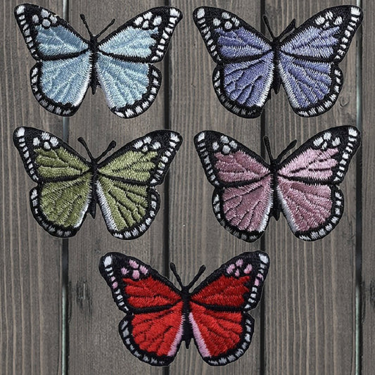 embroidered iron on sew on patch butterfly set