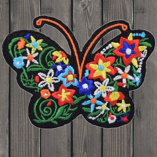 embroidered iron on sew on patch butterfly_floral