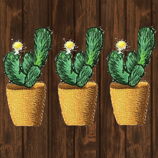 embroidered iron on sew on patch cactus 3 pack