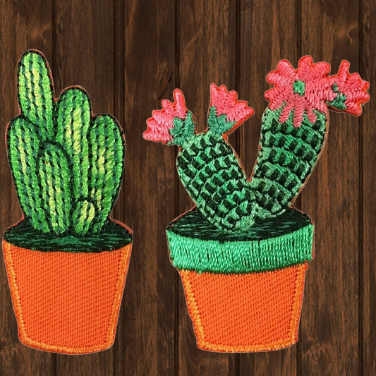 embroidered iron on sew on patch cactus orange