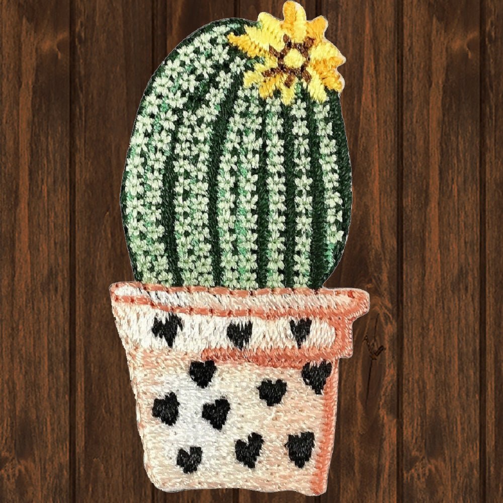 embroidered iron on sew on patch cactus pot