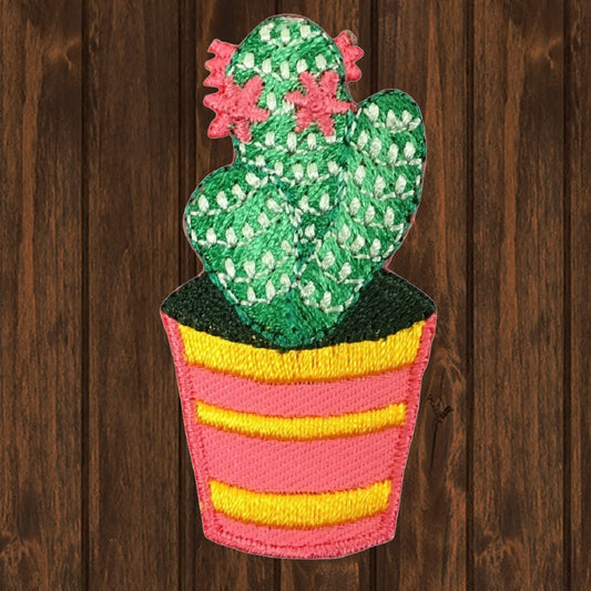 embroidered iron on sew on patch cactus red flower