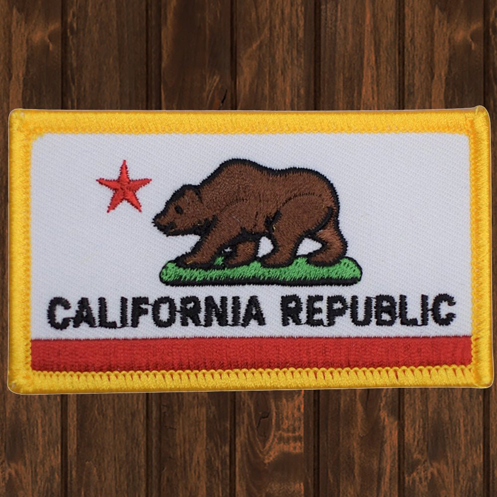 embroidered iron on sew on patch california flag regular