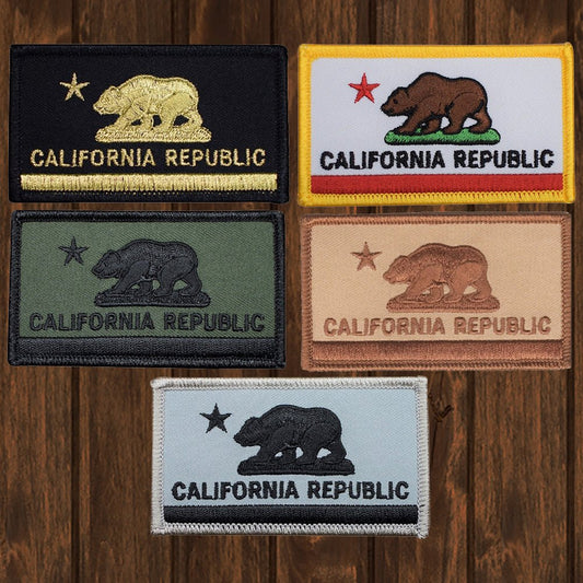 embroidered iron on sew on patch california flag set