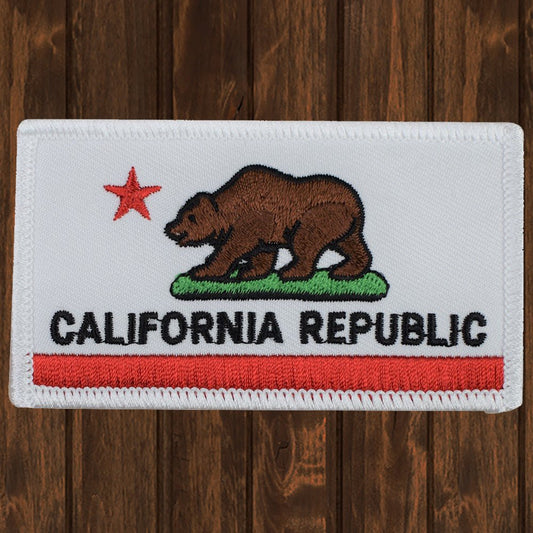 embroidered iron on sew on patch california flag white border