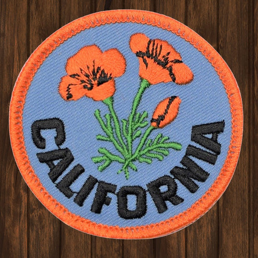 embroidered iron on sew on patch california poppy 2