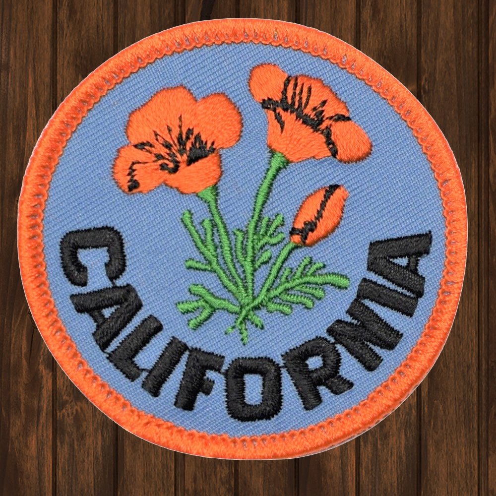 embroidered iron on sew on patch california poppy