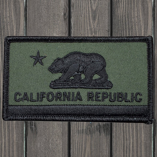 embroidered iron on sew on patch california republic army green