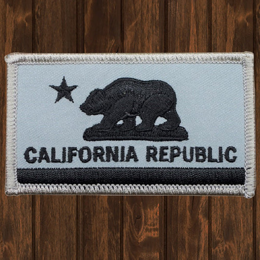 embroidered iron on sew on patch california republic bear gray black