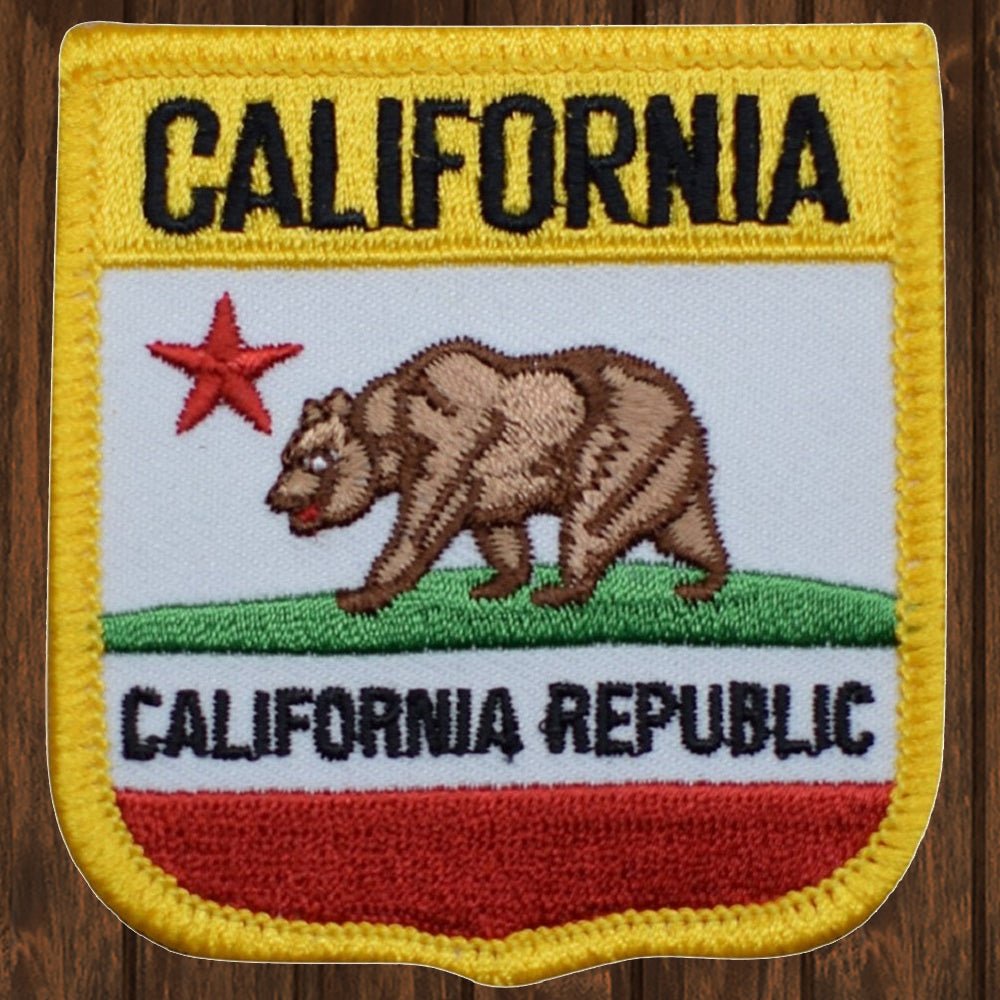 embroidered iron on sew on patch california republic shield
