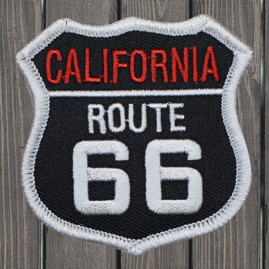 embroidered iron on sew on patch california route 66 black red white