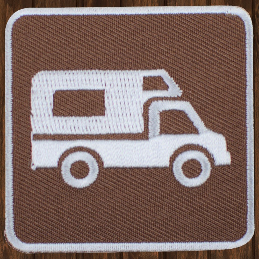 embroidered iron on sew on patch camper rv sign