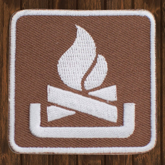 embroidered iron on sew on patch campfire