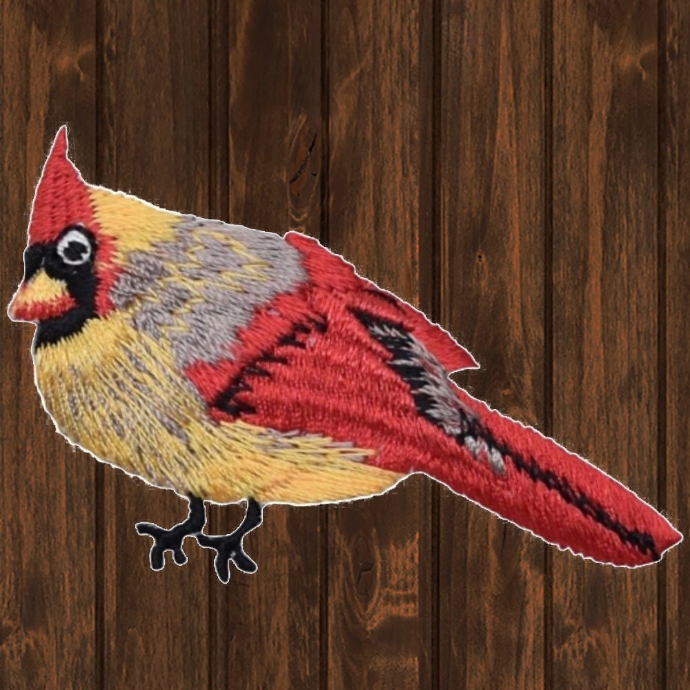 embroidered iron on sew on patch cardinal bird female