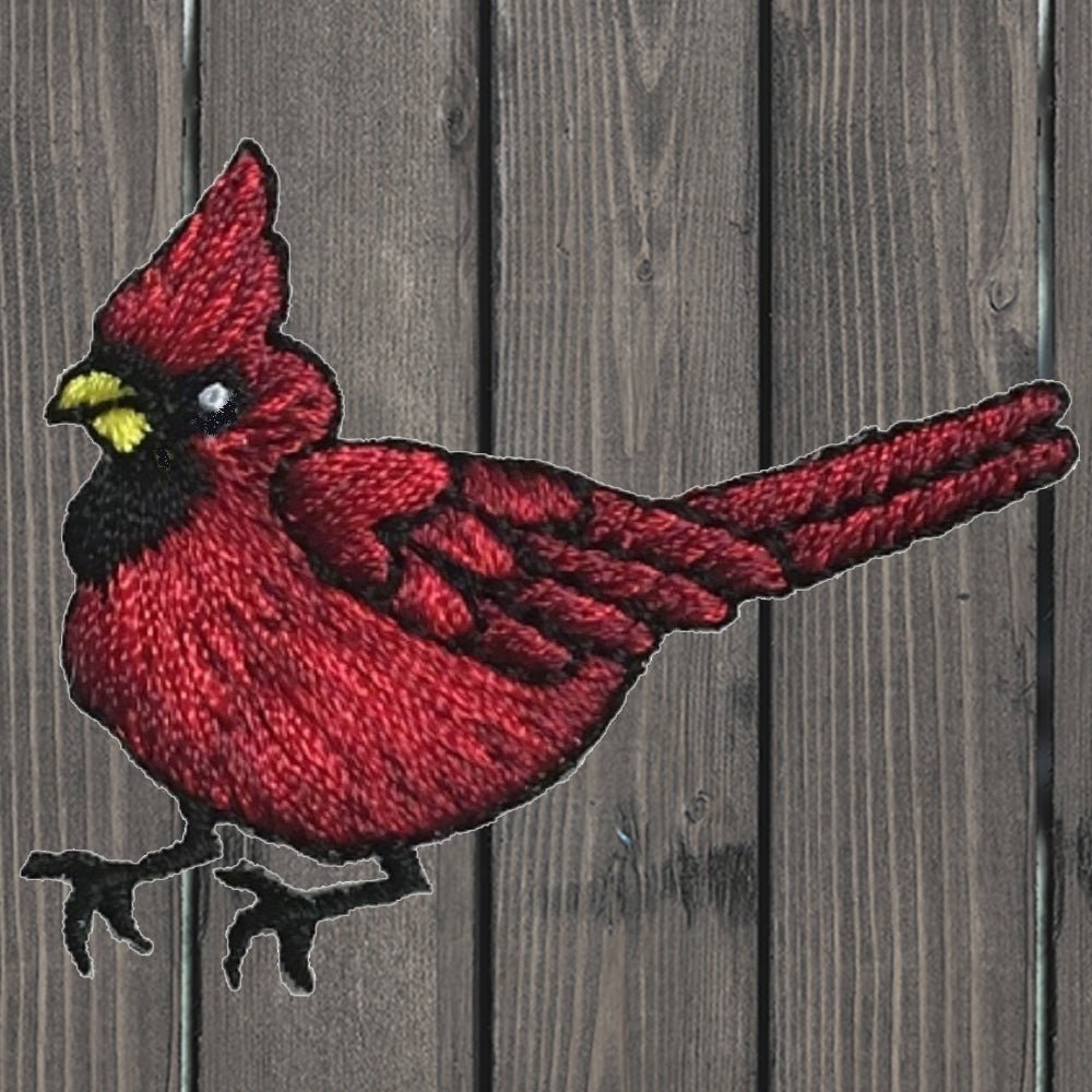 embroidered iron on sew on patch cardinal male small