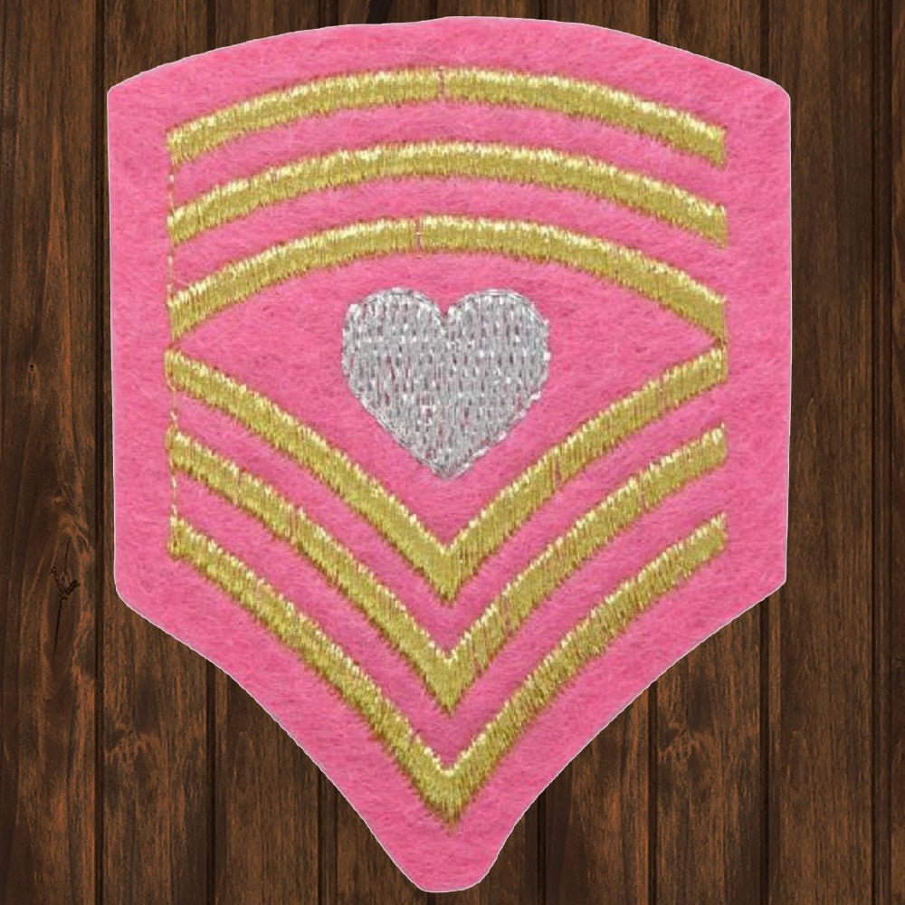 embroidered iron on sew on patch chevron pink military