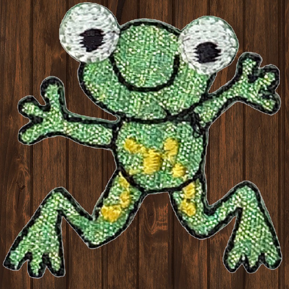 embroidered iron on sew on patch childrens green frog