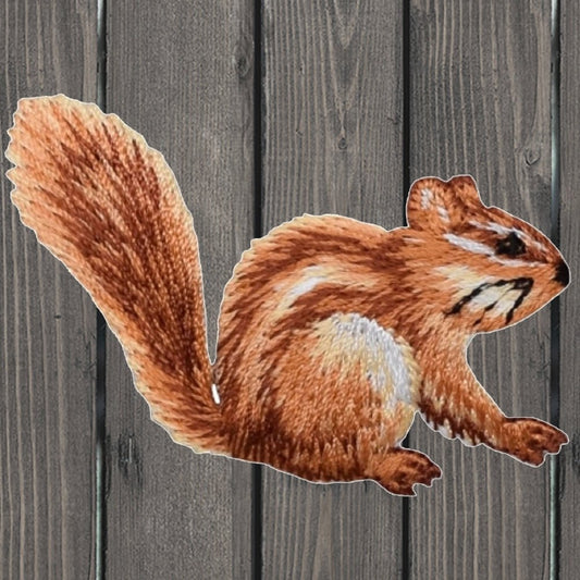 embroidered iron on sew on patch chipmunk right