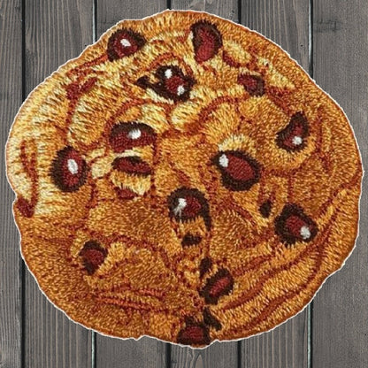embroidered iron on sew on patch chocolate chip cookie