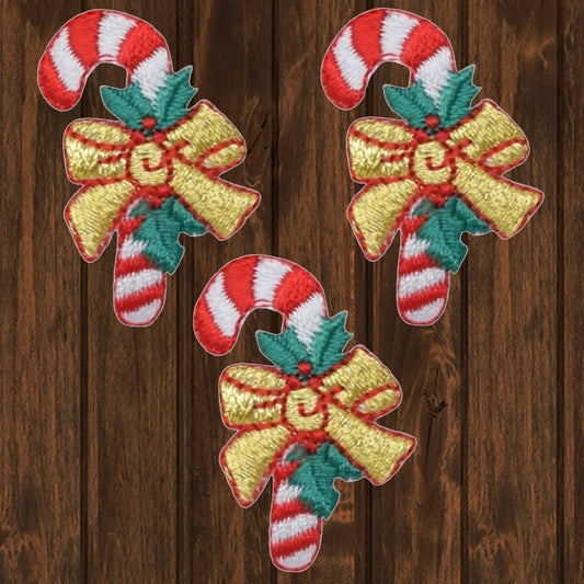 embroidered iron on sew on patch christmas candy canes bow
