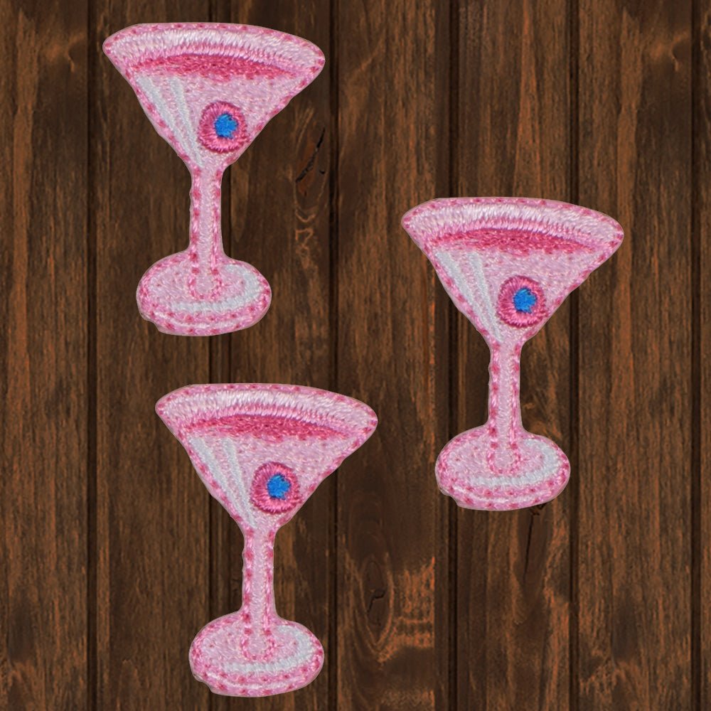 embroidered iron on sew on patch cocktail pink