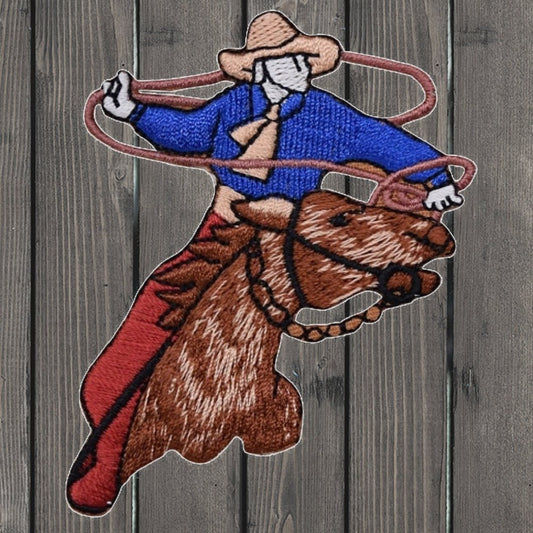 embroidered iron on sew on patch cowboy rodeo roper with horse