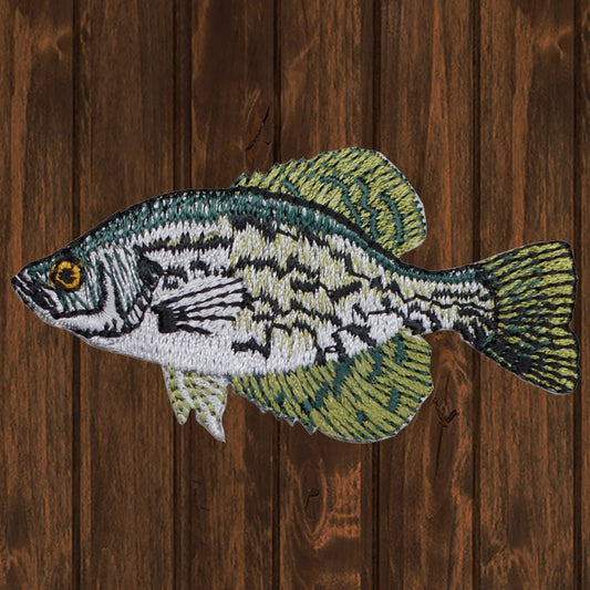 embroidered iron on sew on patch crappie fish