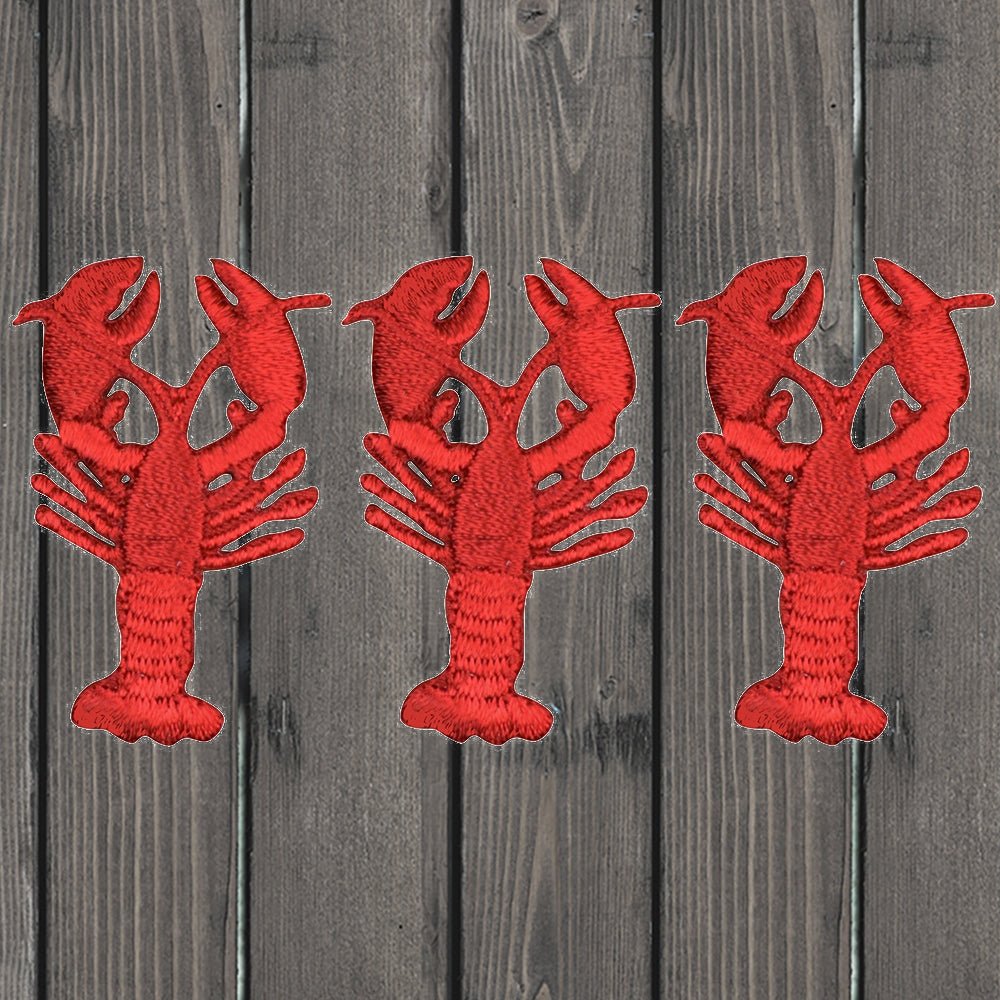 embroidered iron on sew on patch crawfish lobster 3 pack