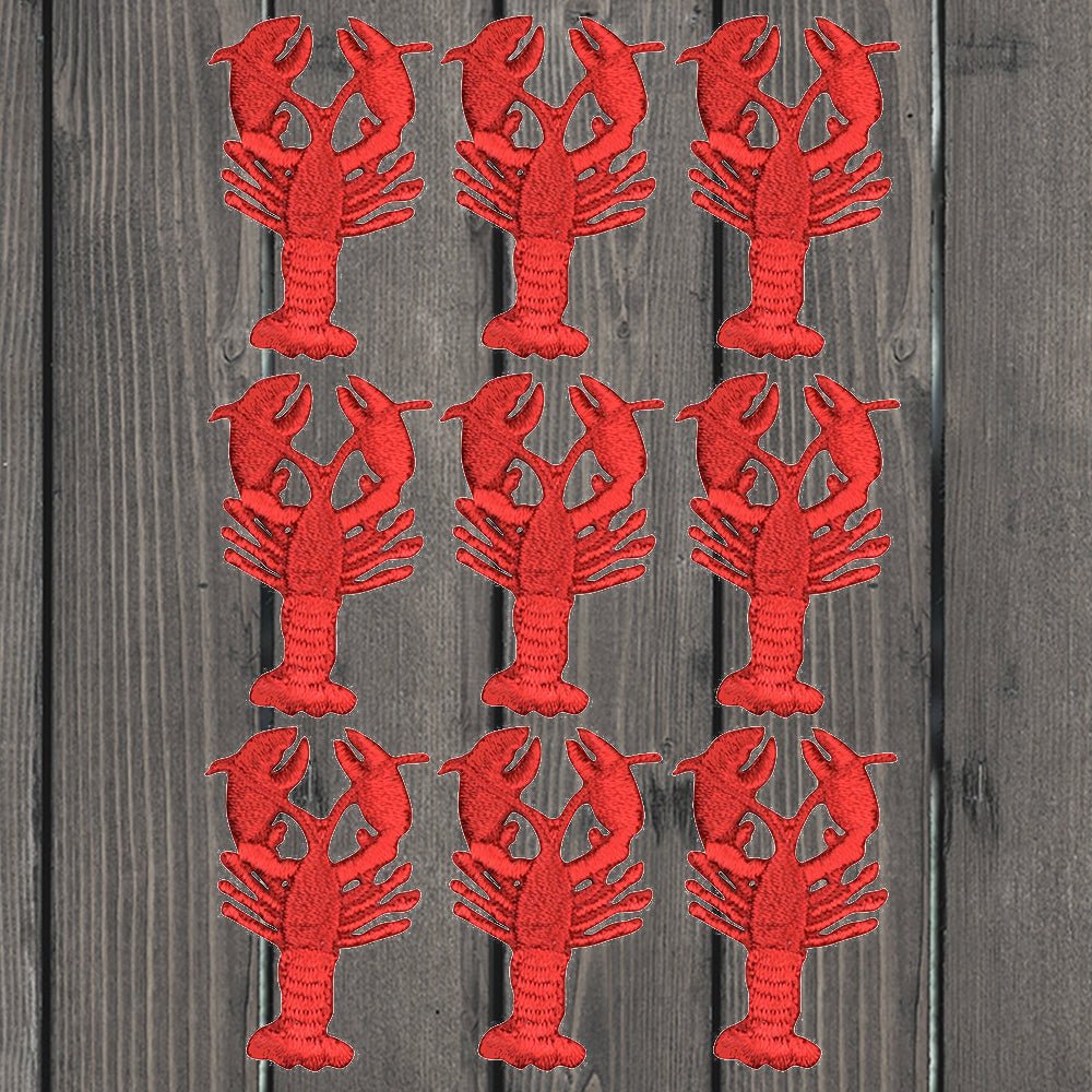 embroidered iron on sew on patch crawfish lobster 9 pack