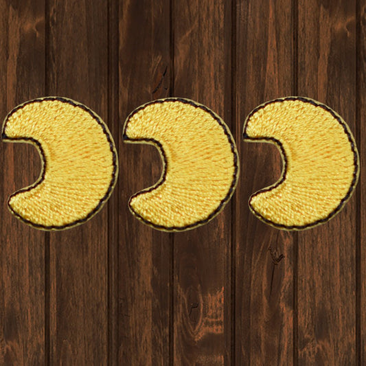 embroidered iron on sew on patch crossant pac man yellow