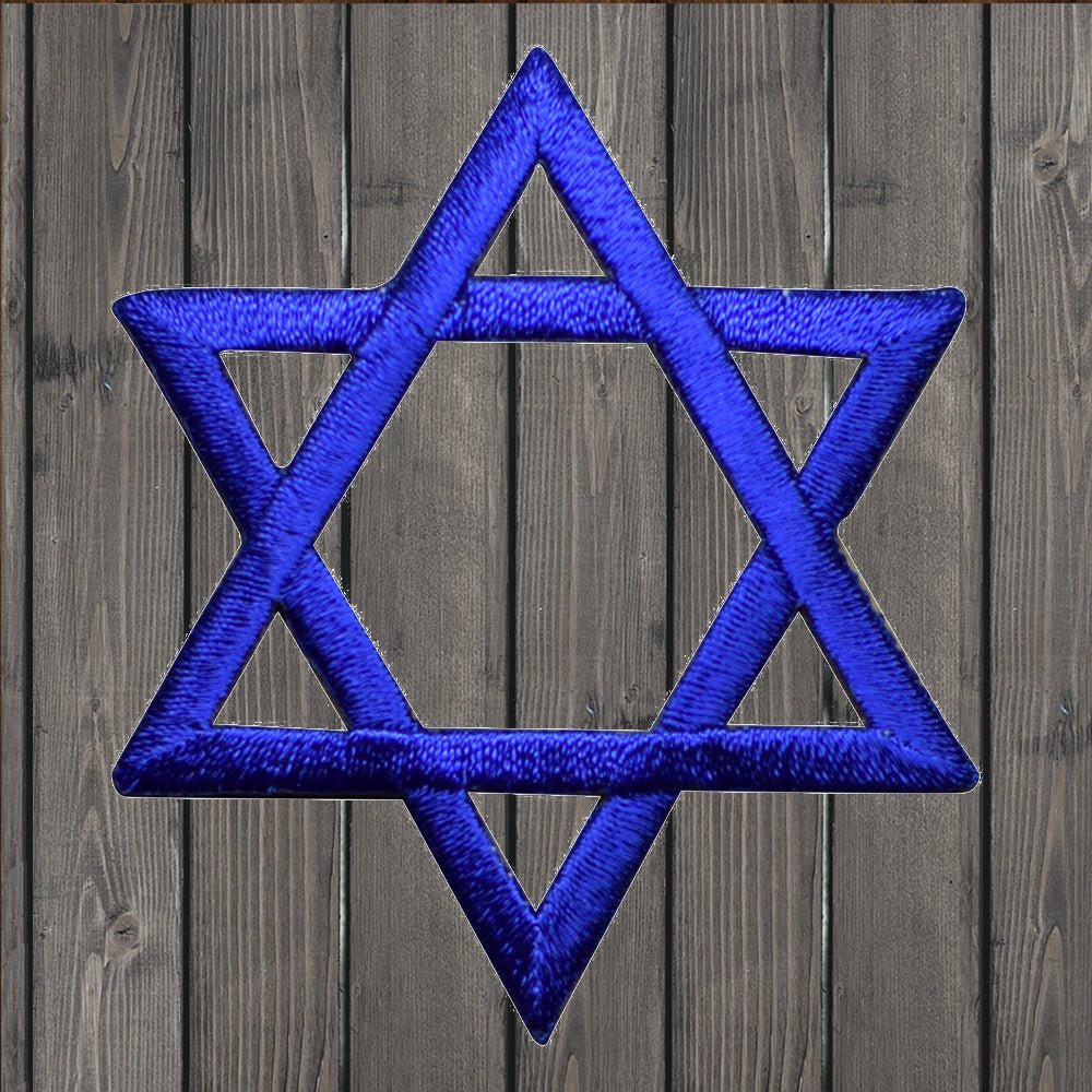 embroidered iron on sew on patch dark blue star of david