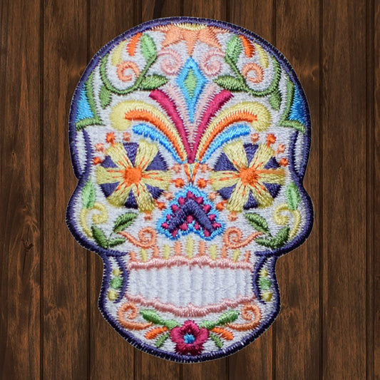 embroidered iron on sew on patch day of dead sugar skull 2