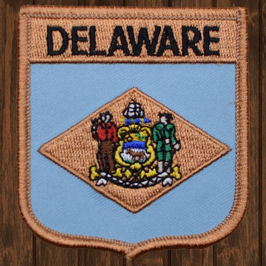 embroidered iron on sew on patch delaware shield