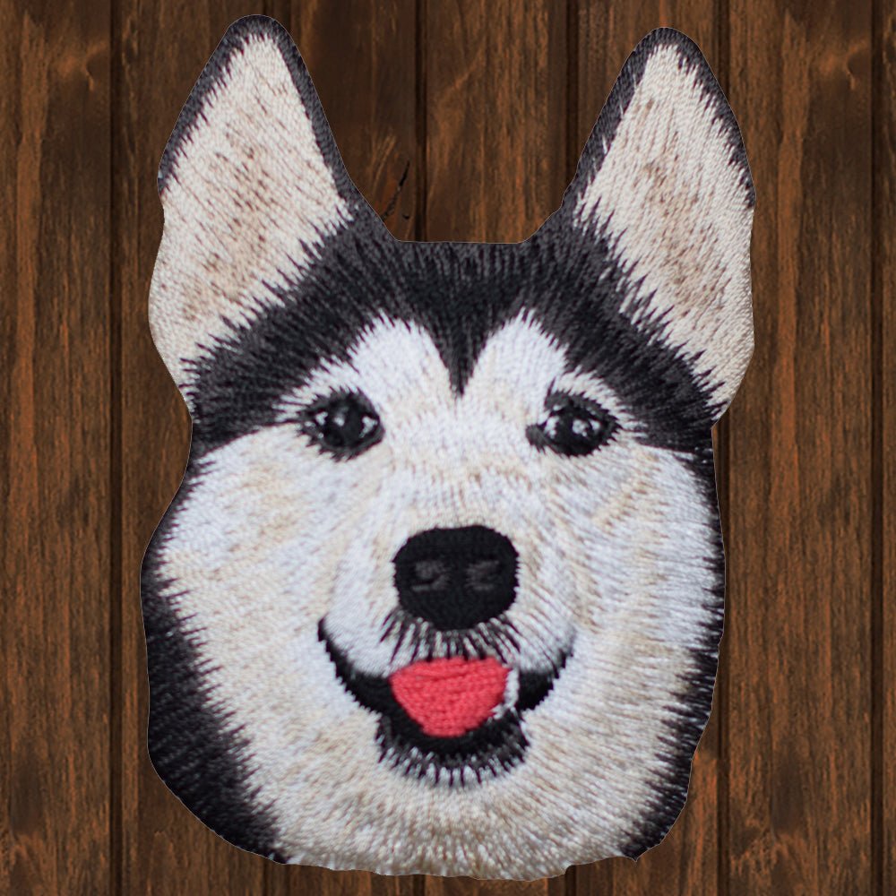 embroidered iron on sew on patch dog animal husky