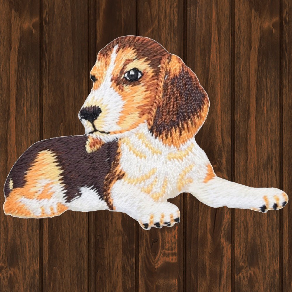 embroidered iron on sew on patch dog beagle