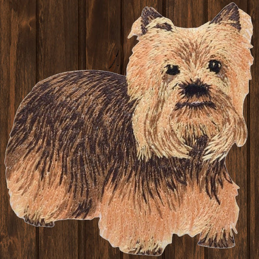 embroidered iron on sew on patch dog yorkie small