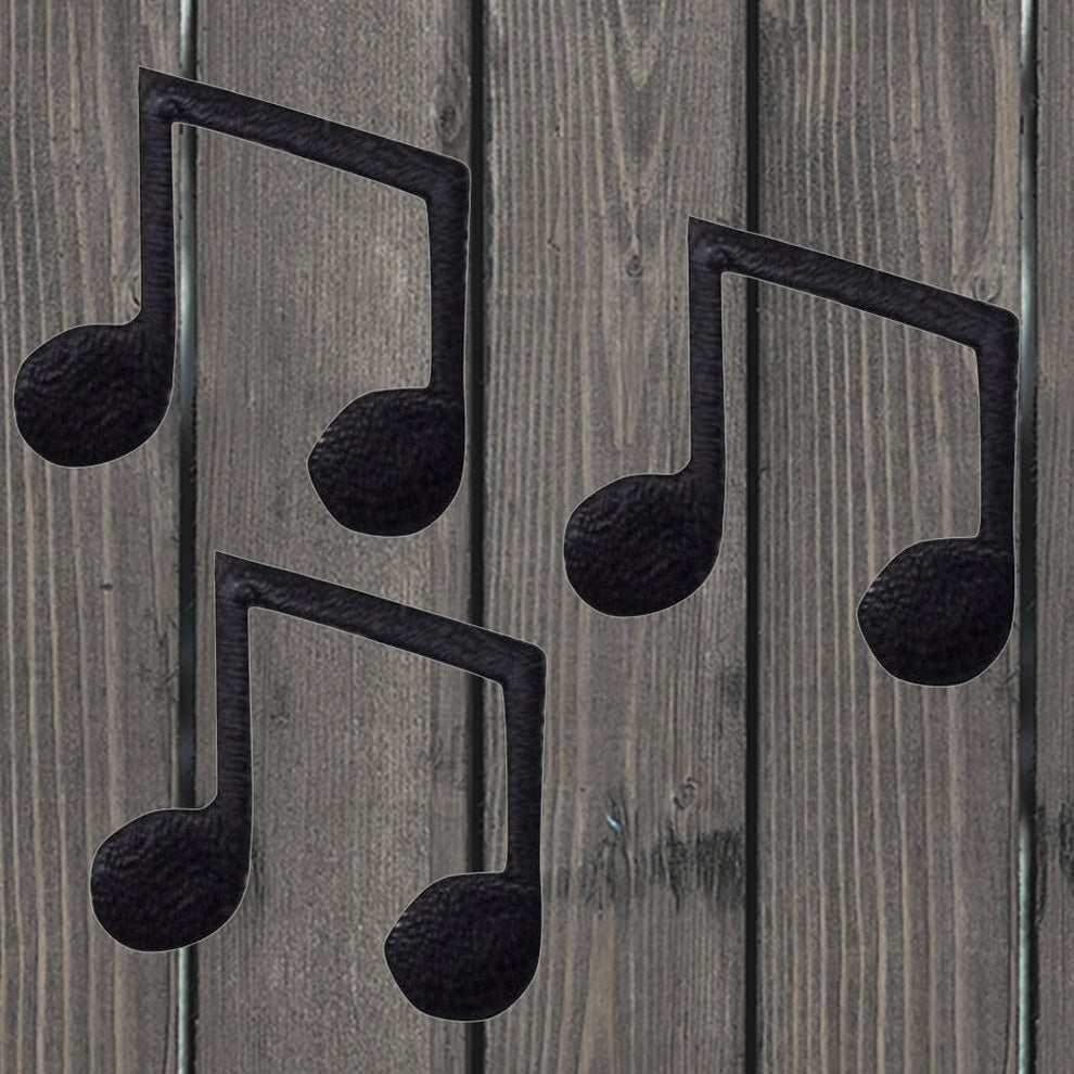 Black Double Note Embroidered Patch — 3-Pack — Iron On | Paddy's Patches
