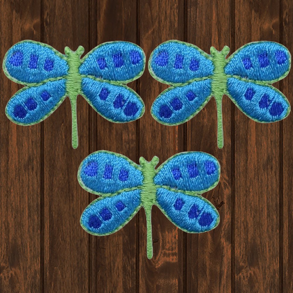 embroidered iron on sew on patch dragonfly turquoise