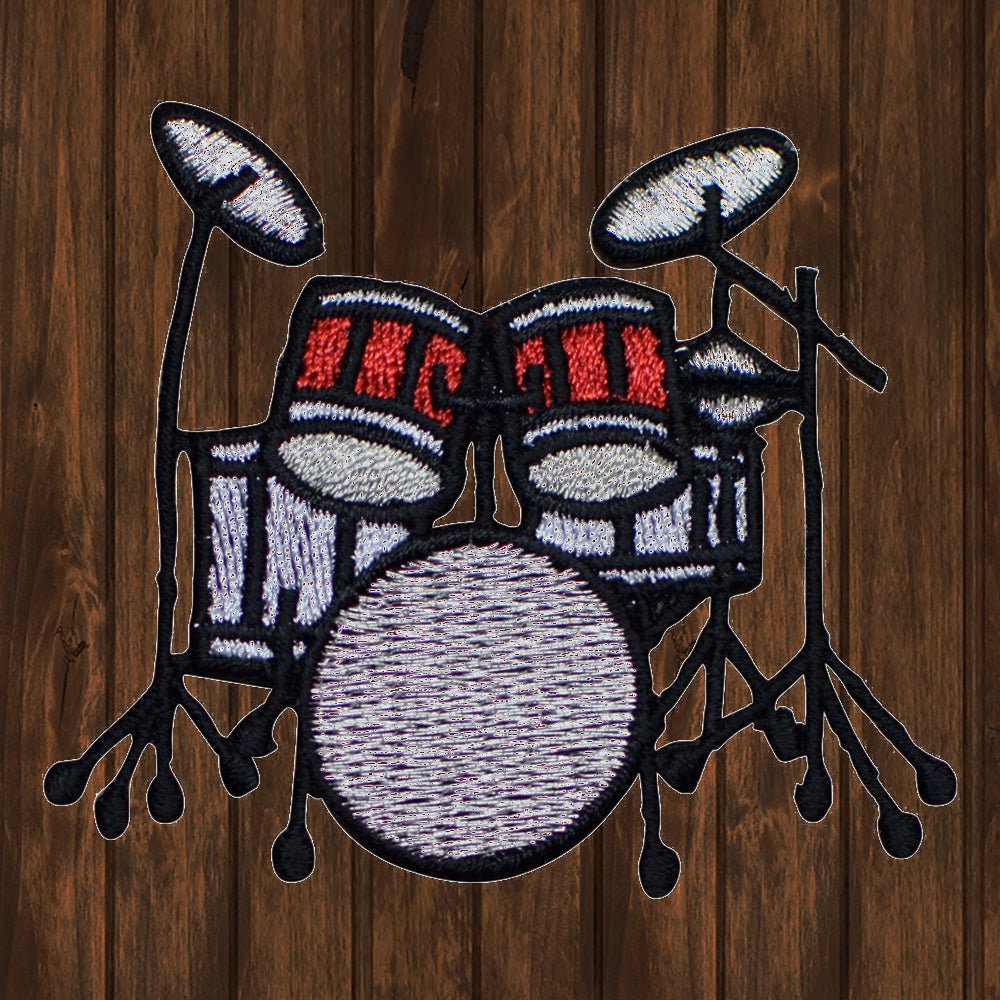 embroidered iron on sew on patch drum set musical instrument 2