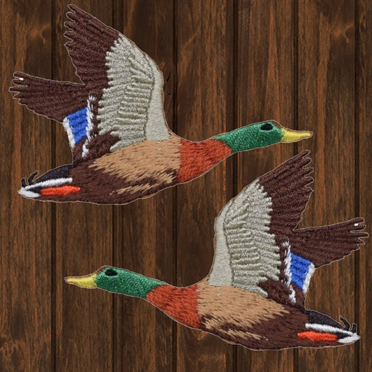 embroidered iron on sew on patch duck mallard set