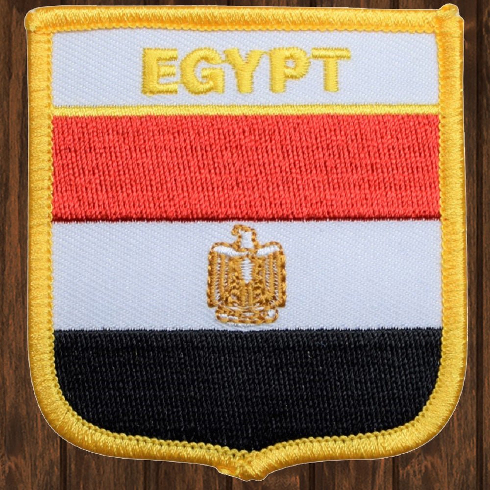 embroidered iron on sew on patch egypt shield