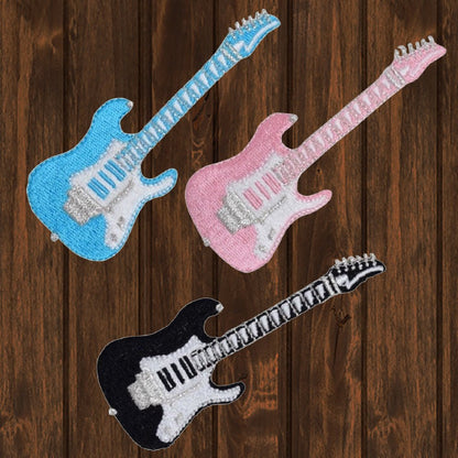 embroidered iron on sew on patch electric guitar set