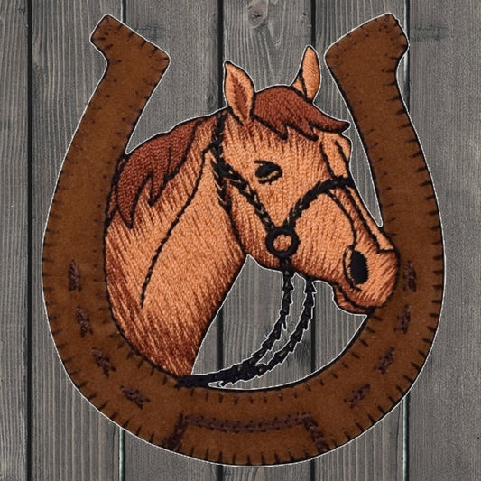 embroidered iron on sew on patch equestrian horse horseshoe